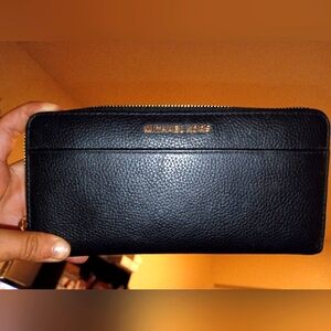 Michael Kors Jet Black Zip Wallet